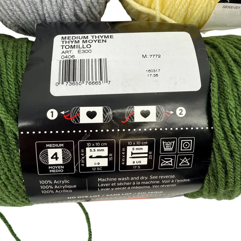Caron One Pound Red Heart Super Saver Yarn Lot 6 Skeins Acrylic Worsted